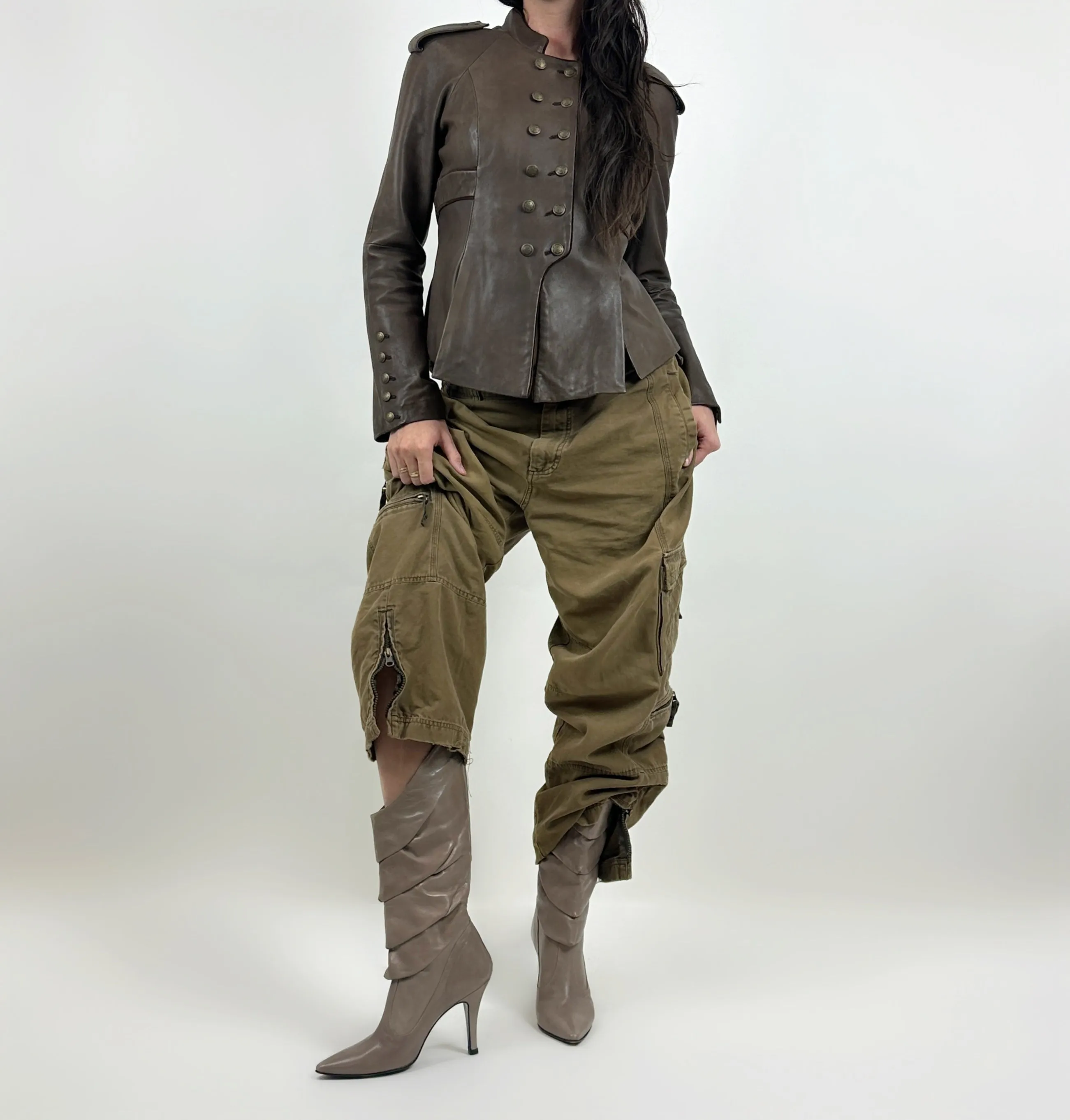 Bebe Military Style Leather Jacket (M)