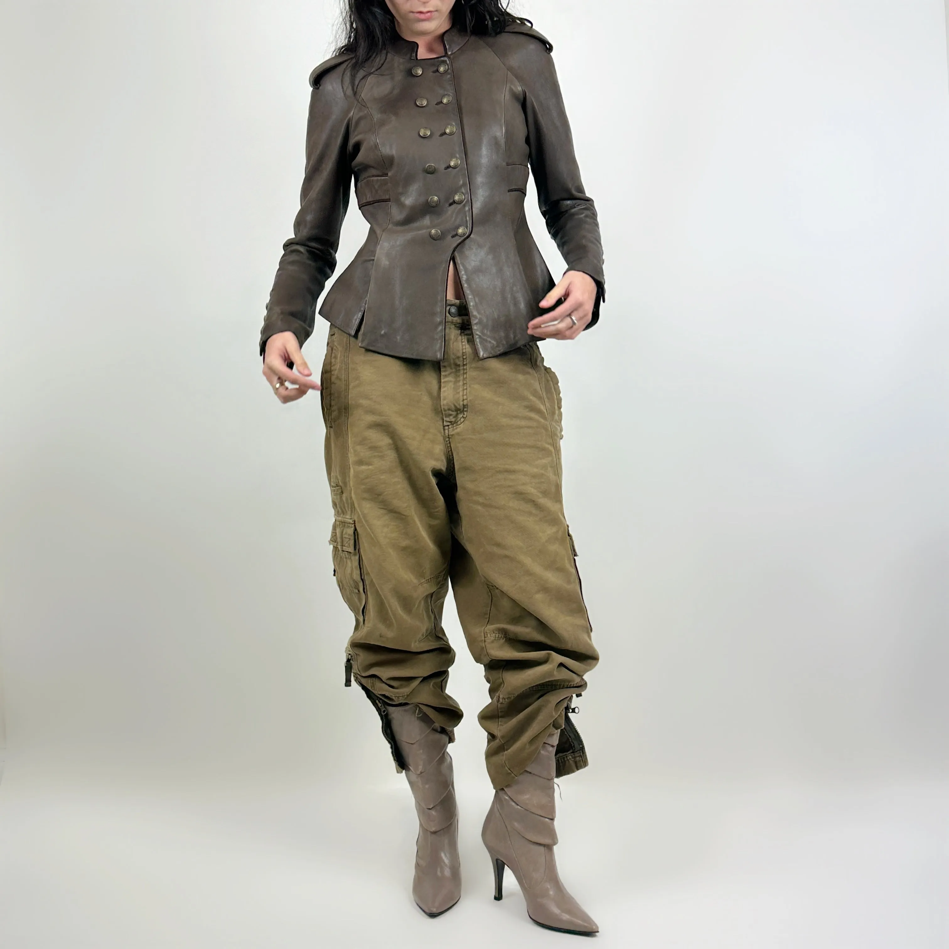Bebe Military Style Leather Jacket (M)