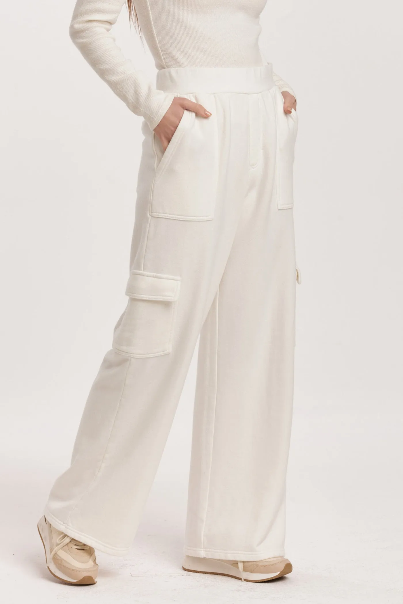 BECCA HIGH RISE CARGO PANTS OFF WHITE