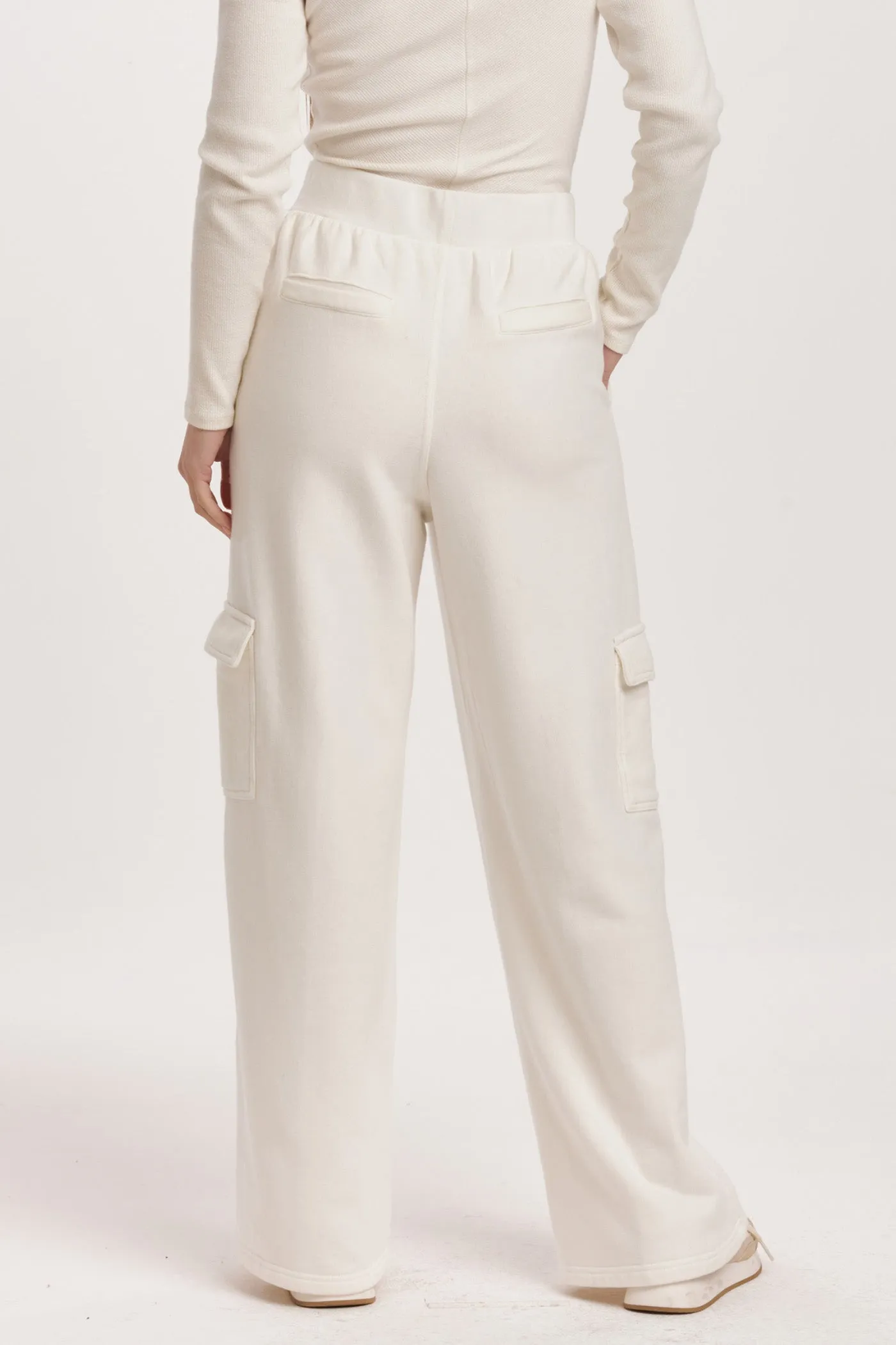 BECCA HIGH RISE CARGO PANTS OFF WHITE