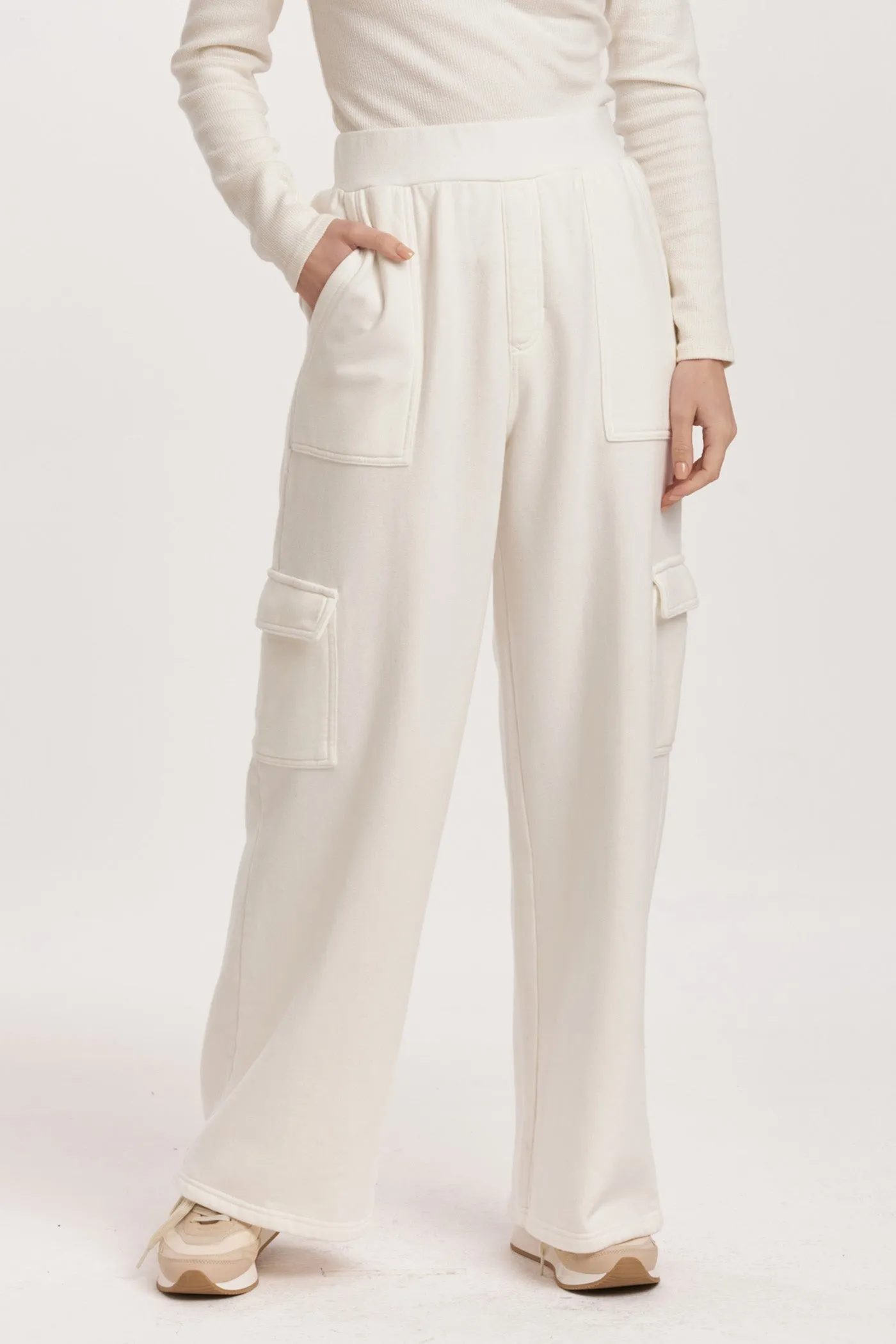 BECCA HIGH RISE CARGO PANTS OFF WHITE