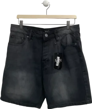 boohooMan Black Relaxed Fit Denim Shirts With Badge W34