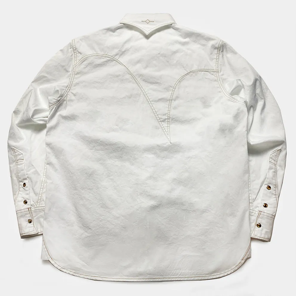 DDL 312R-KALEB V-WC REGULAR FIT 2 POCKET WITH A SUBTLE COPPER THREAD STITCH WESTERN SHIRT-E0 WHITE