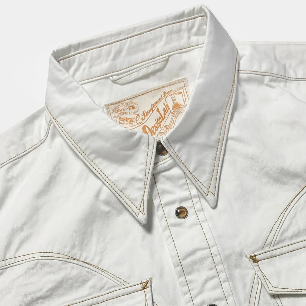 DDL 312R-KALEB V-WC REGULAR FIT 2 POCKET WITH A SUBTLE COPPER THREAD STITCH WESTERN SHIRT-E0 WHITE