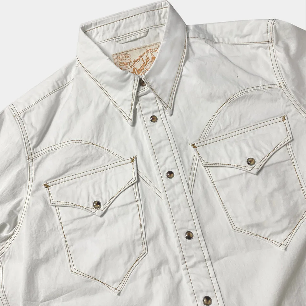 DDL 312R-KALEB V-WC REGULAR FIT 2 POCKET WITH A SUBTLE COPPER THREAD STITCH WESTERN SHIRT-E0 WHITE