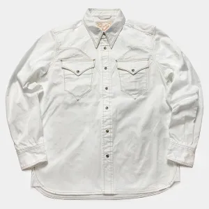 DDL 312R-KALEB V-WC REGULAR FIT 2 POCKET WITH A SUBTLE COPPER THREAD STITCH WESTERN SHIRT-E0 WHITE
