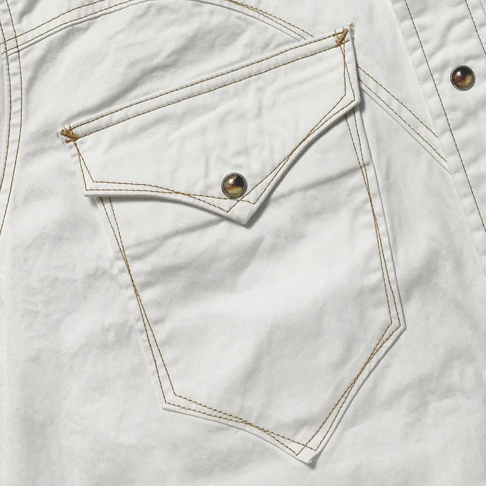 DDL 312R-KALEB V-WC REGULAR FIT 2 POCKET WITH A SUBTLE COPPER THREAD STITCH WESTERN SHIRT-E0 WHITE
