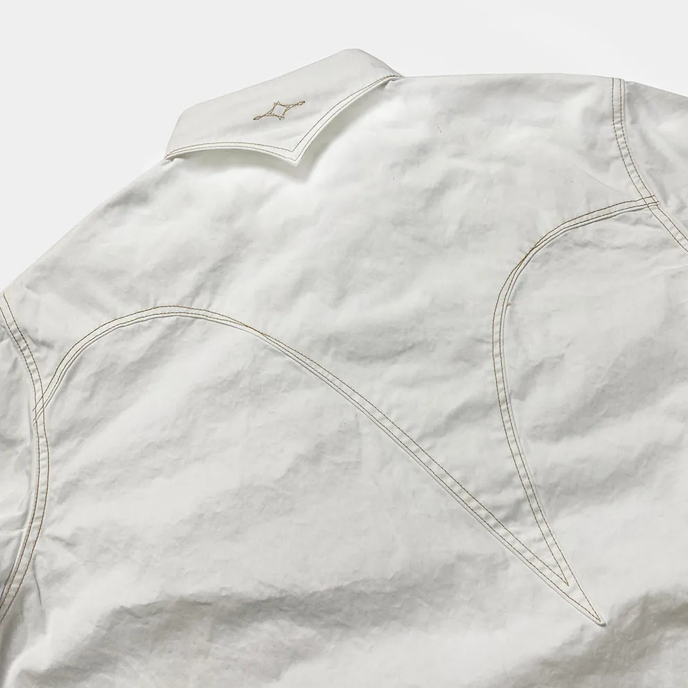 DDL 312R-KALEB V-WC REGULAR FIT 2 POCKET WITH A SUBTLE COPPER THREAD STITCH WESTERN SHIRT-E0 WHITE