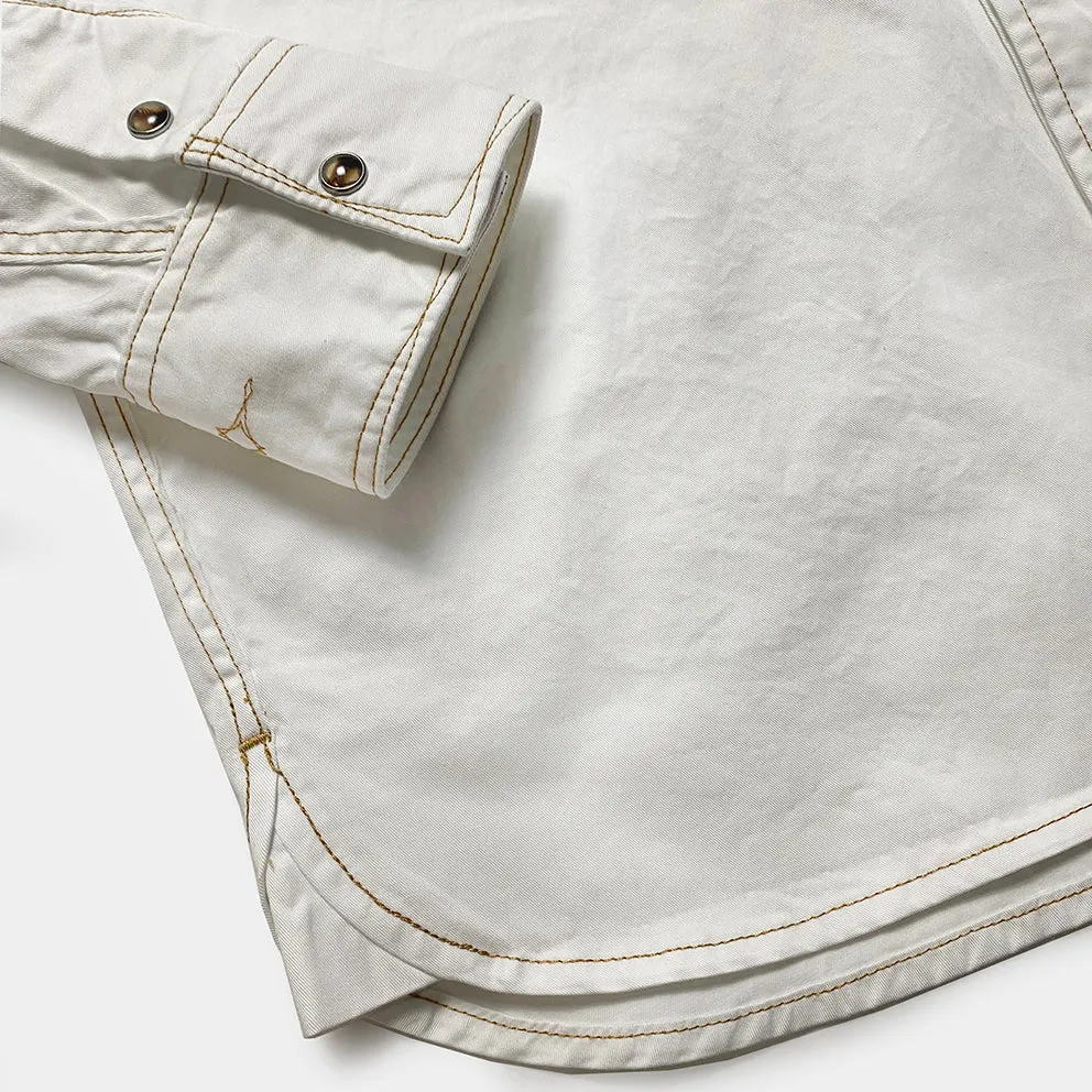 DDL 312R-KALEB V-WC REGULAR FIT 2 POCKET WITH A SUBTLE COPPER THREAD STITCH WESTERN SHIRT-E0 WHITE