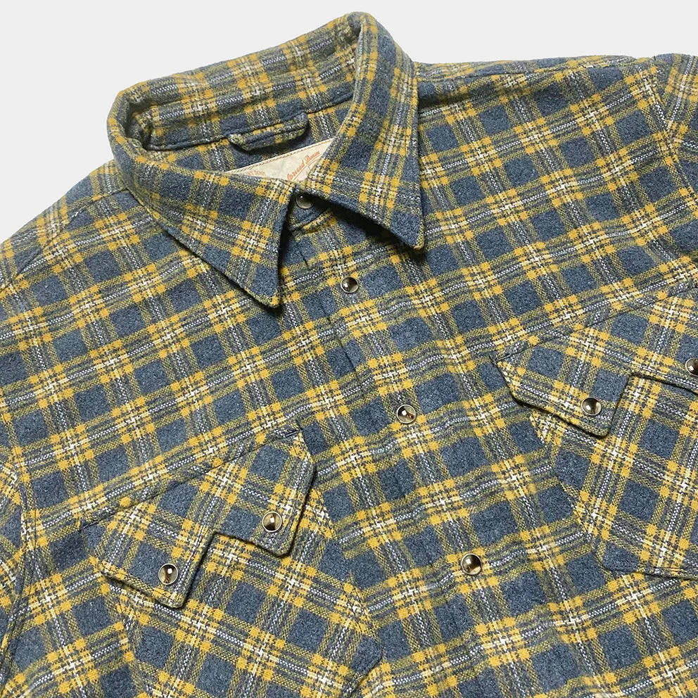 DDL 319-DIABLO REGULAR FIT 2 POCKET SAWTOOTH FLAP PLAID SHIRT-E0 YELLOW PLAID
