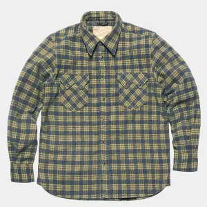 DDL 319-DIABLO REGULAR FIT 2 POCKET SAWTOOTH FLAP PLAID SHIRT-E0 YELLOW PLAID