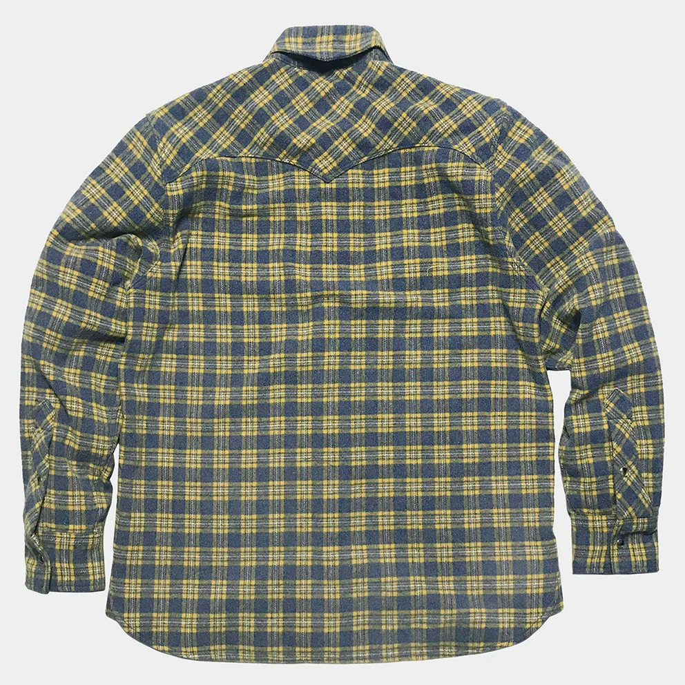 DDL 319-DIABLO REGULAR FIT 2 POCKET SAWTOOTH FLAP PLAID SHIRT-E0 YELLOW PLAID