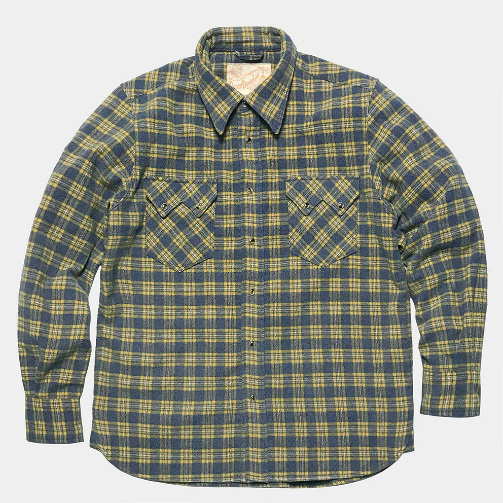 DDL 319-DIABLO REGULAR FIT 2 POCKET SAWTOOTH FLAP PLAID SHIRT-E0 YELLOW PLAID