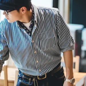 Denim Blue and White Stripes Shirt