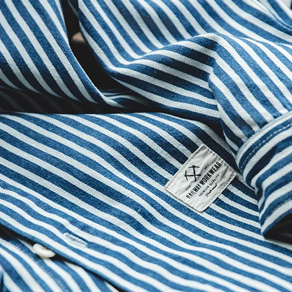 Denim Blue and White Stripes Shirt