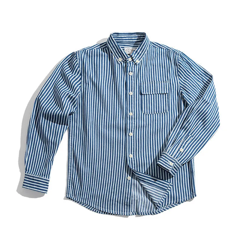 Denim Blue and White Stripes Shirt