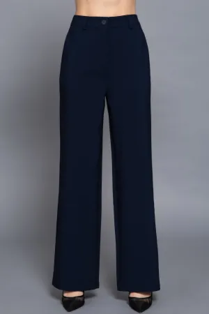 Elastic Back Straight-Leg Woven Pants