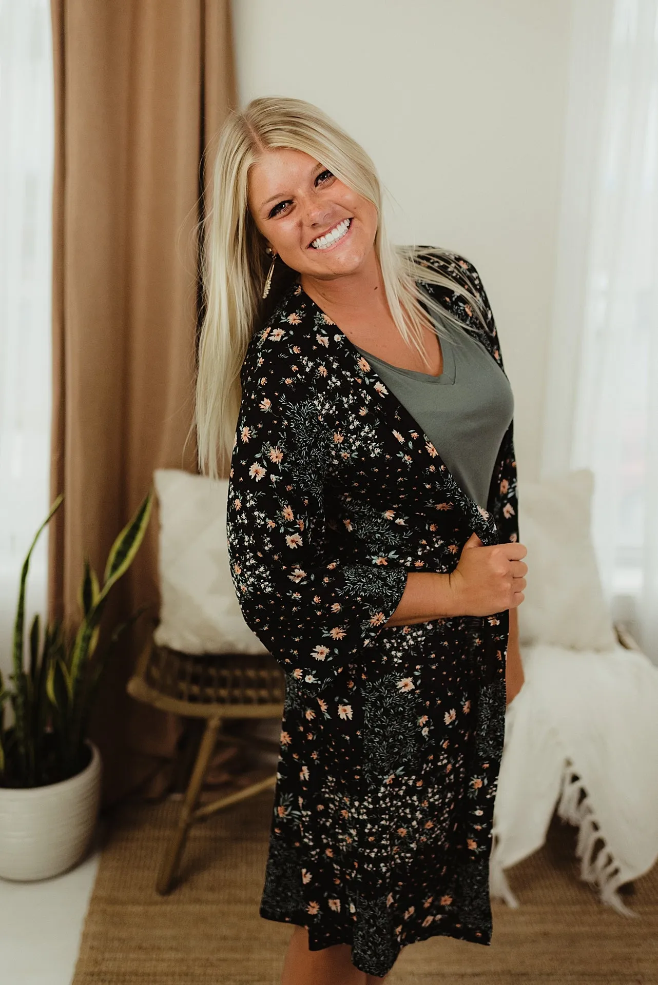 Floral Long Gauze Cardi