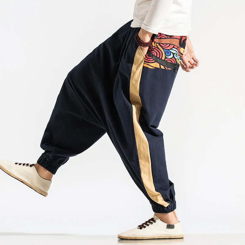 Japanese Streetwear Harem Pants with Artistic Print