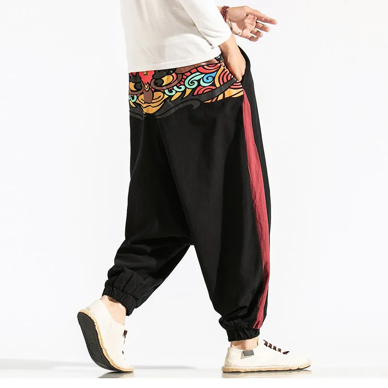 Japanese Streetwear Harem Pants with Artistic Print