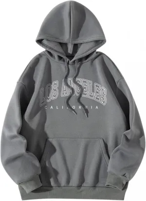 Los Angeles California - Vintage Hoodies for Women Pullover Loose Long Sleeve Hooded Sweatshirt for Fall Tunic Top Teen Girls