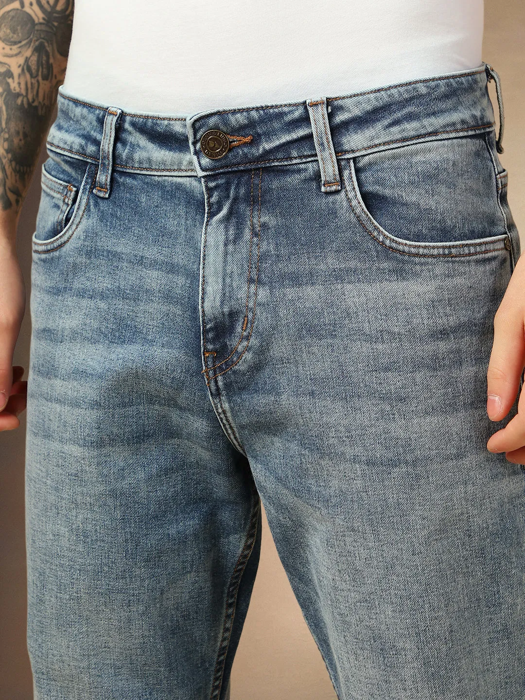 Men's Indigo Blue Straight Fit Jeans