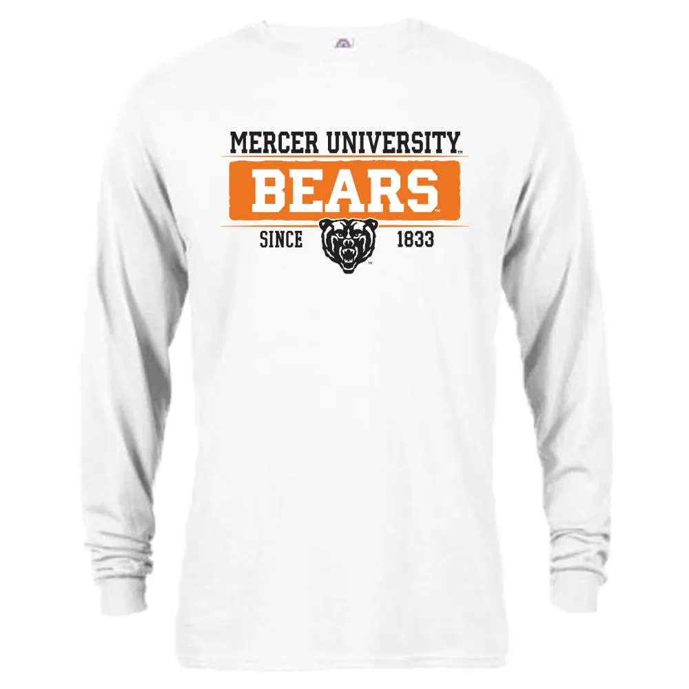 Mercer University Bears MU Since 1833 Bar Mascot Logo Long Sleeve T-Shirt Tee