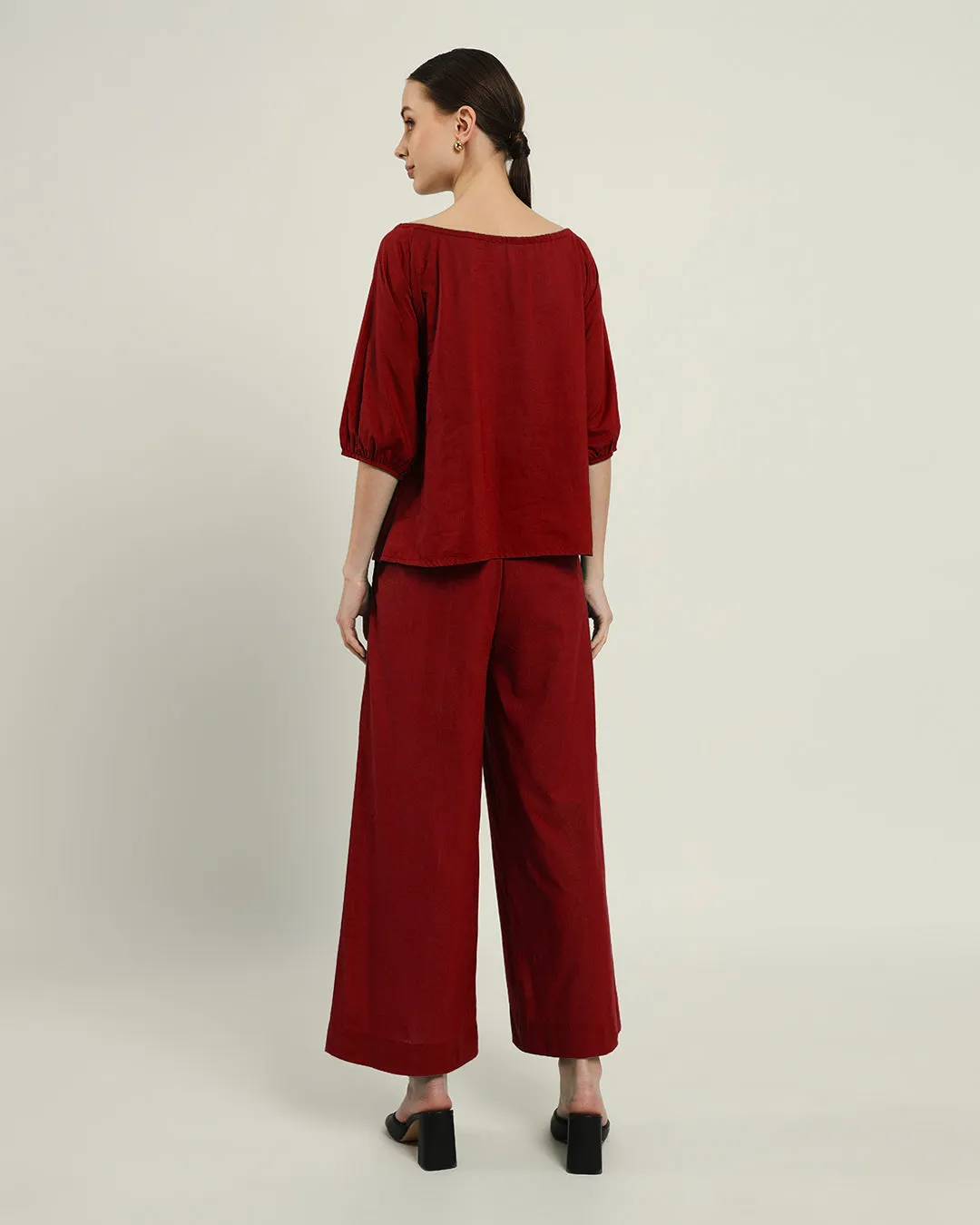 Pants Matching Set- Russet Red Effortless BowtNeck