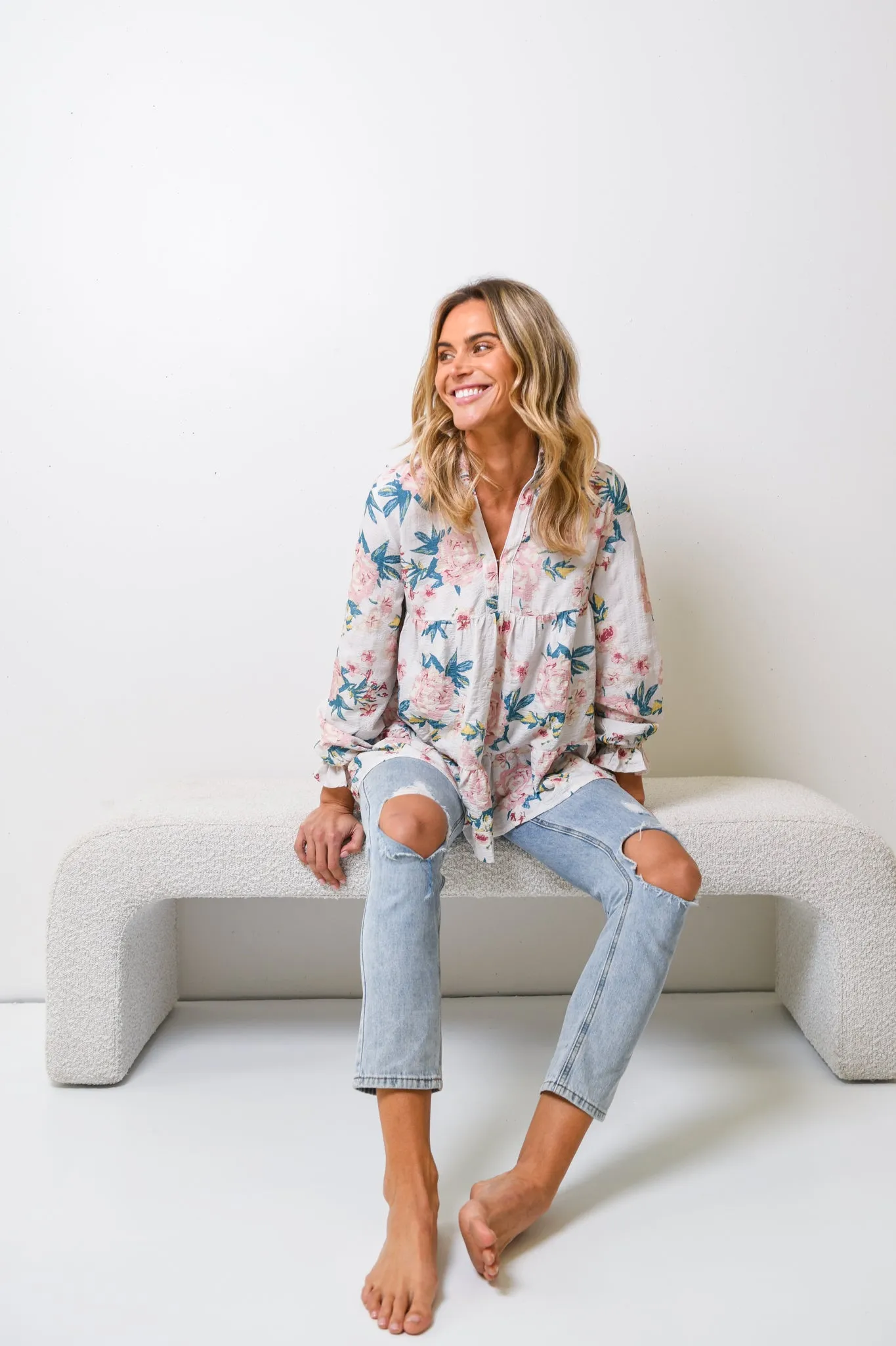 SADIE BLOUSE - BLUSH FLORAL