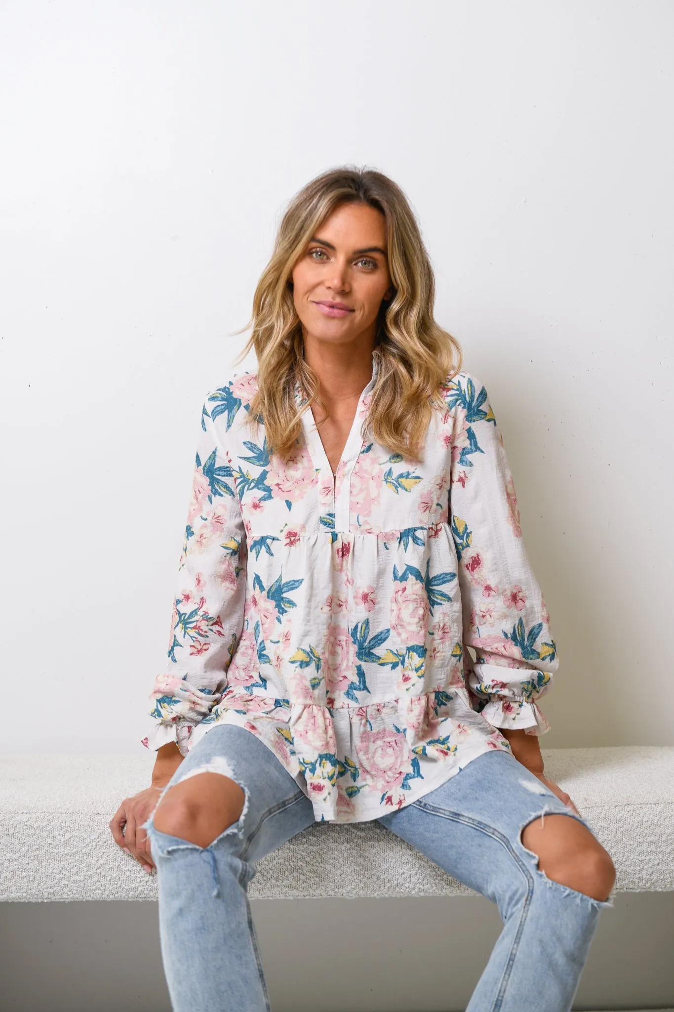 SADIE BLOUSE - BLUSH FLORAL