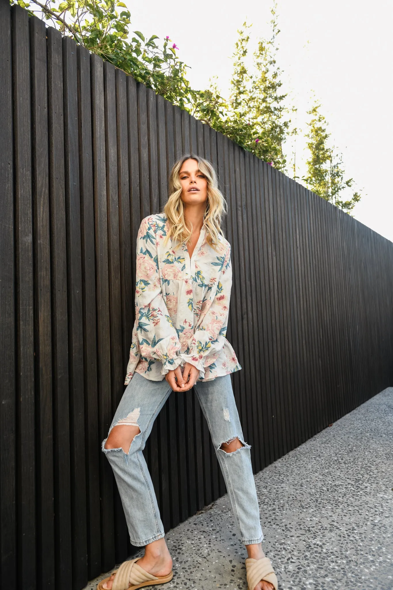 SADIE BLOUSE - BLUSH FLORAL
