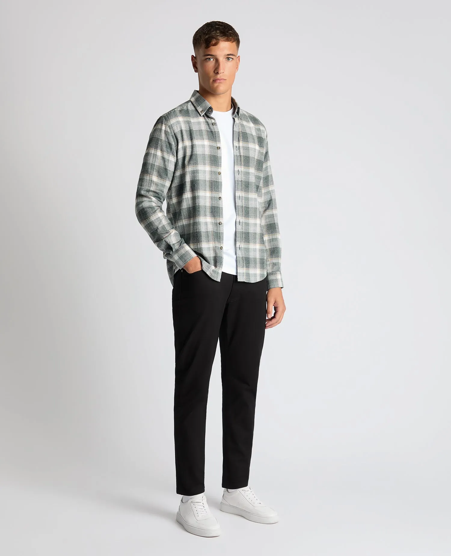 Slim Fit Checked Brushed Cotton Shirt
