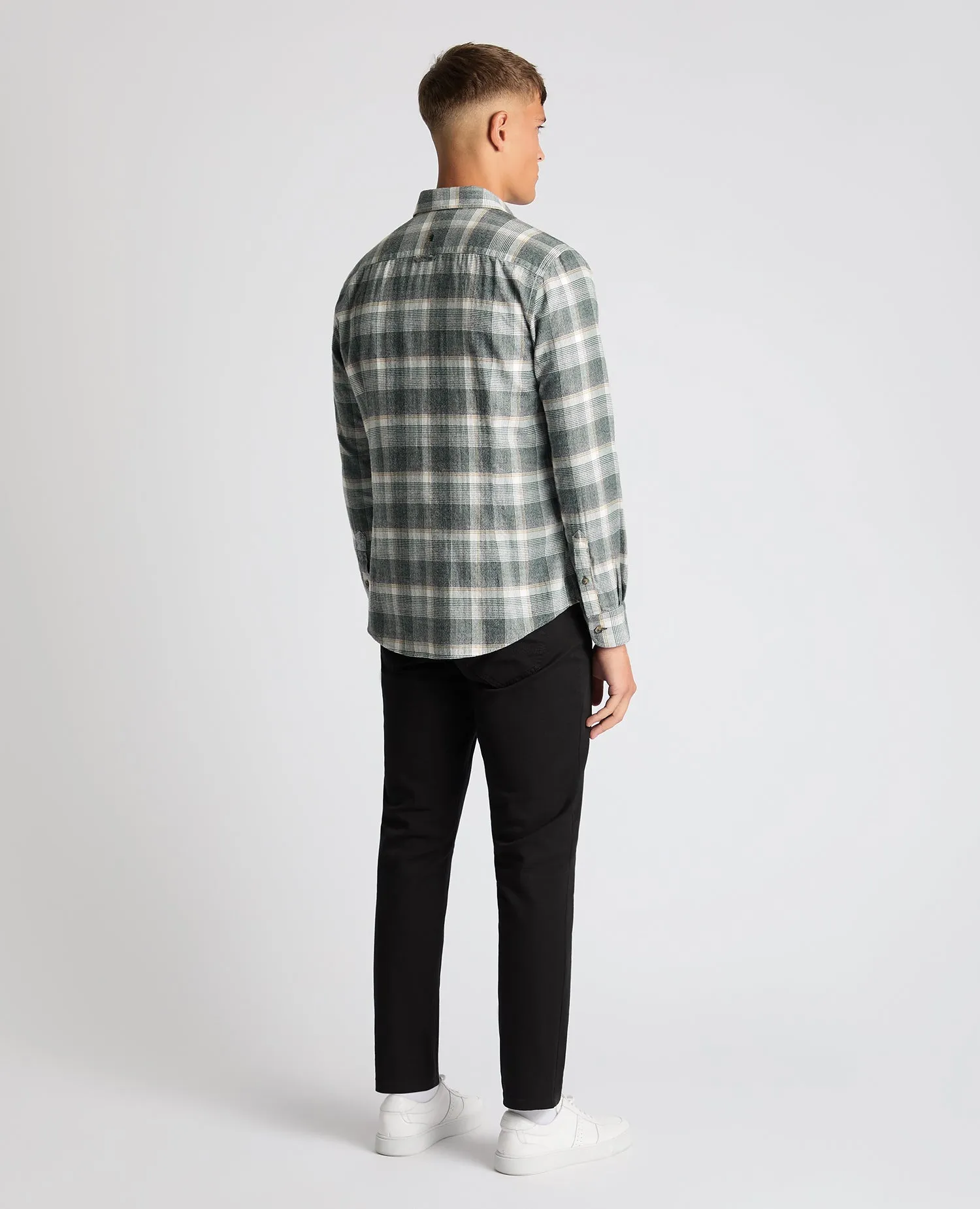 Slim Fit Checked Brushed Cotton Shirt