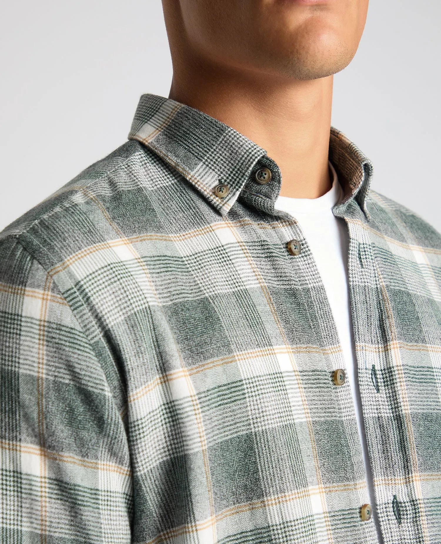 Slim Fit Checked Brushed Cotton Shirt