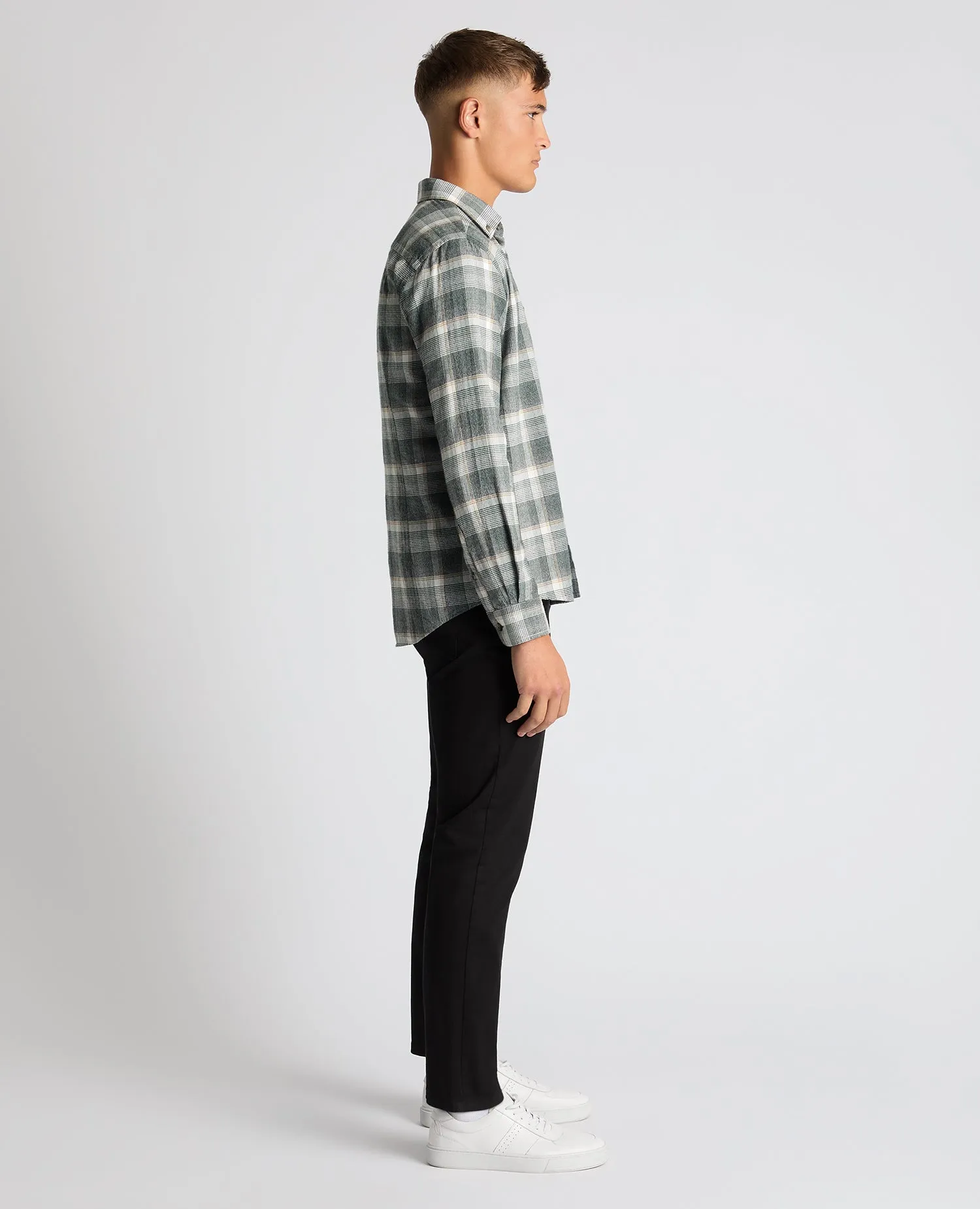 Slim Fit Checked Brushed Cotton Shirt