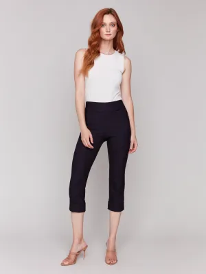 Stretch Pull-On Capri Pants - Black