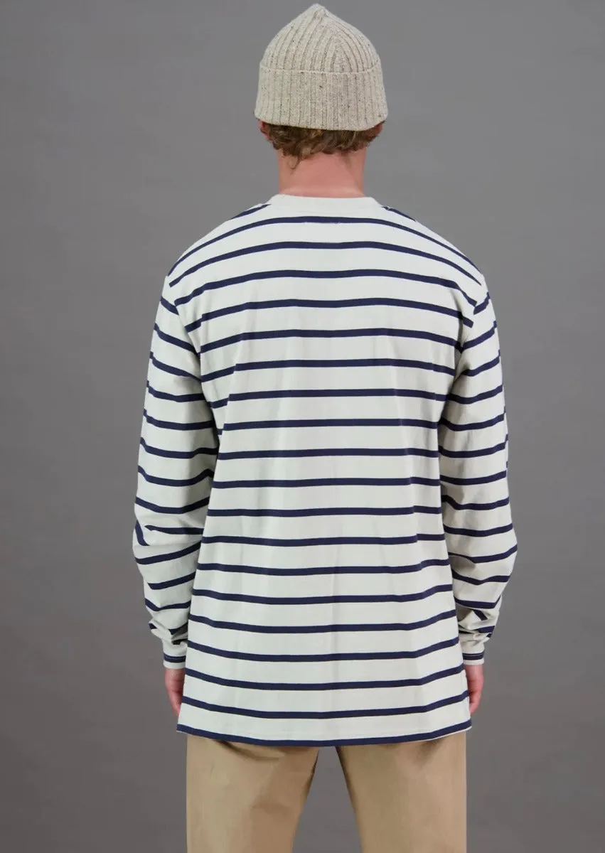 Stripe Sea LS Tee Off White/ Navy Stripe