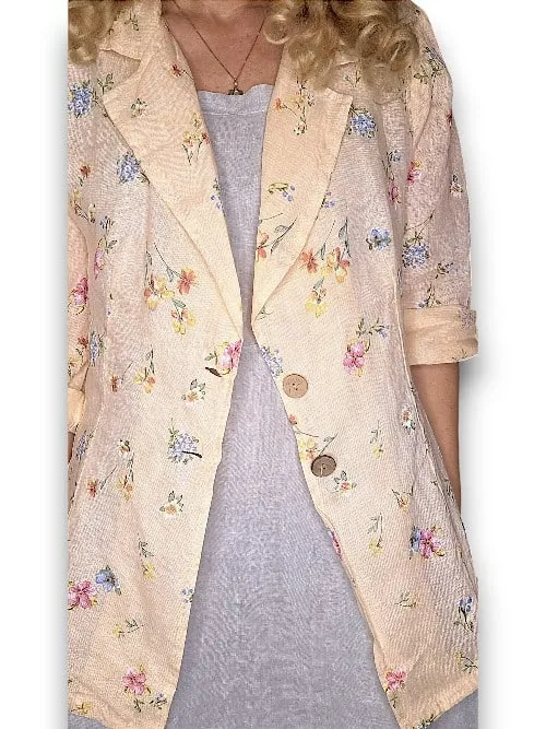 SUIT LINEN JACKET LINEN WINDY BLOOM PEACH