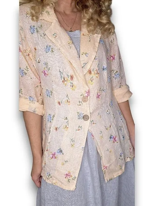 SUIT LINEN JACKET LINEN WINDY BLOOM PEACH