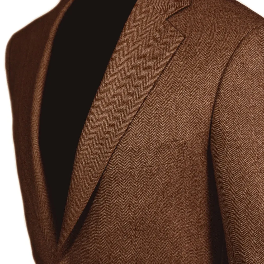 Tobacco Herringbone Merino Wool Jacket