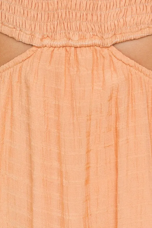 V Neck Smocking Bodice Dress