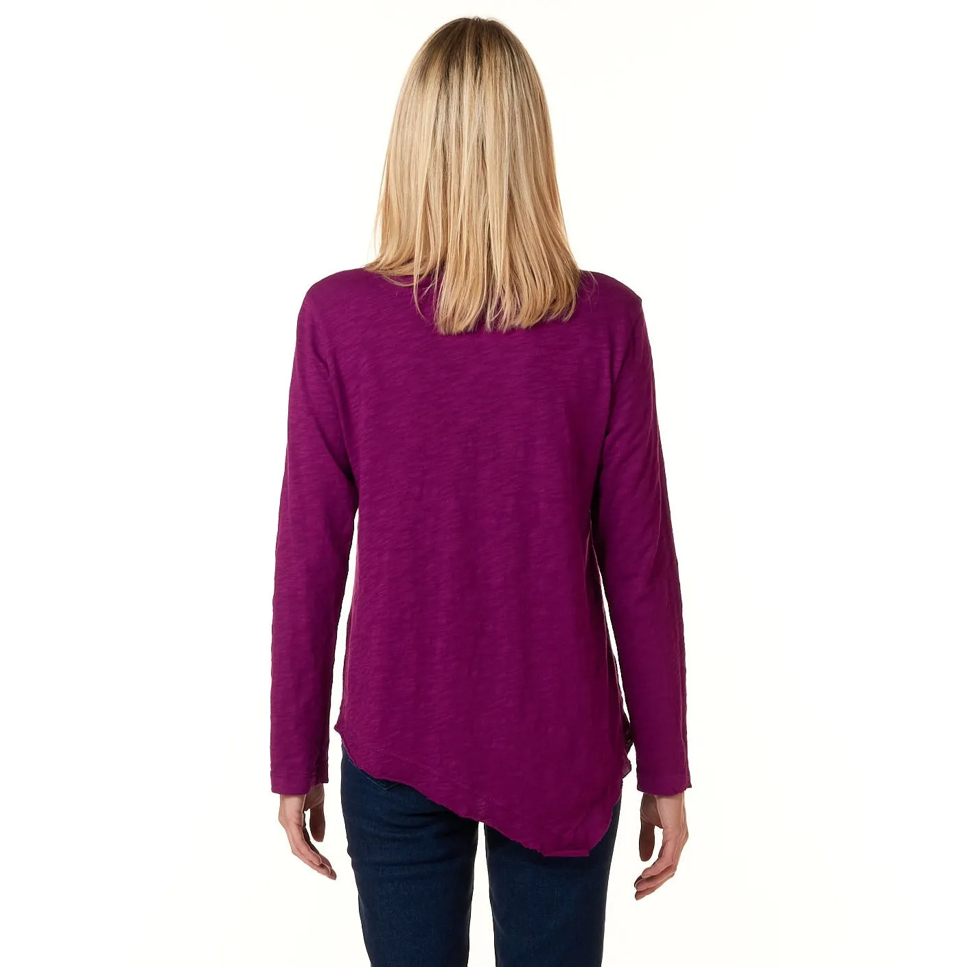 WILT, Cotton Slub, Slant Hem Tunic in Fuschia Pink