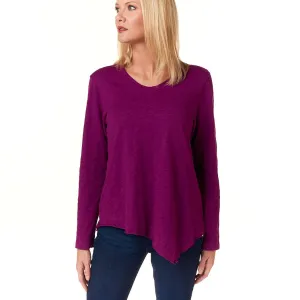 WILT, Cotton Slub, Slant Hem Tunic in Fuschia Pink