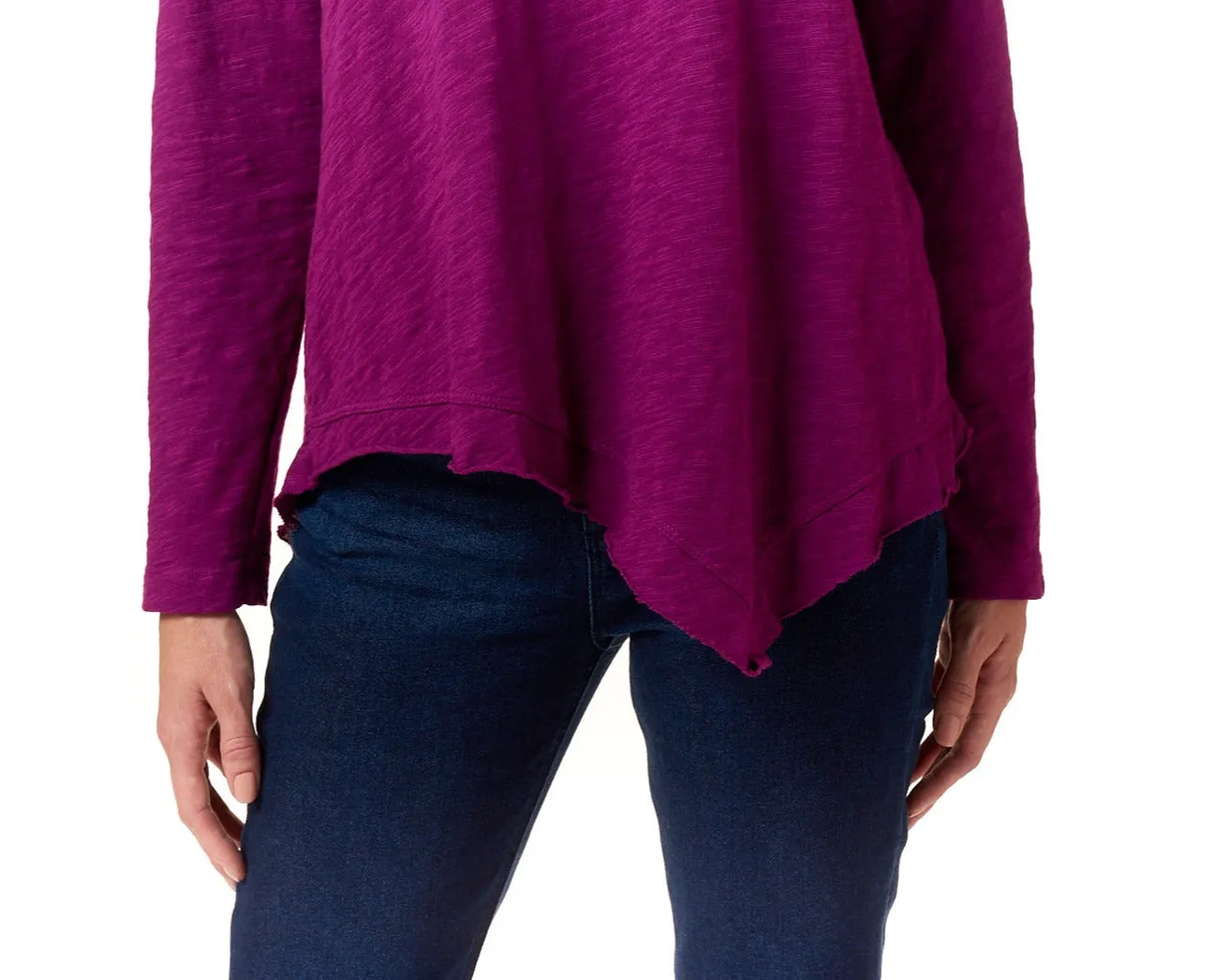 WILT, Cotton Slub, Slant Hem Tunic in Fuschia Pink