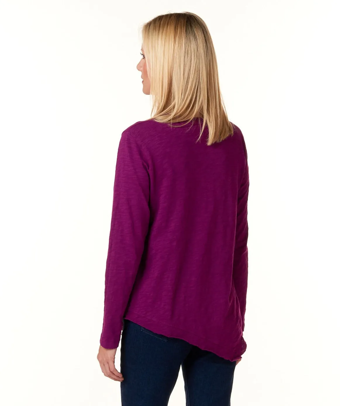 WILT, Cotton Slub, Slant Hem Tunic in Fuschia Pink